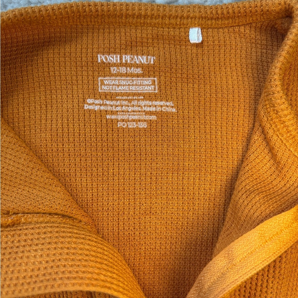 Posh Peanut Burnt Orange Waffle Knit One Piece Footie size 12-18m - Picture 9 of 12